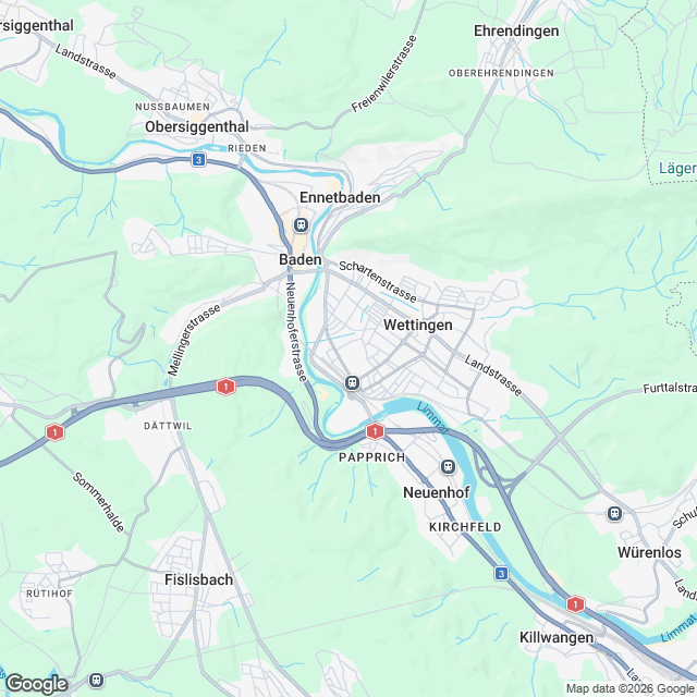 Drei exklusive Eigentumswohnungen in Wettingen - Karte