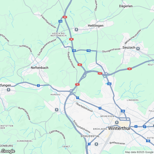 4 Reihen-Einfamilienhäuser in 8408 Winterthur - Karte