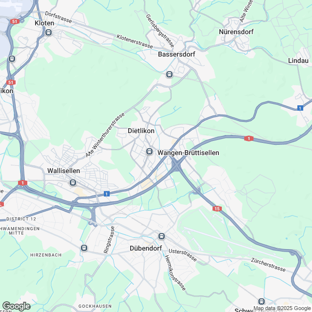 1.5 bis 3.5 Zimmer Wohnungen in Dietlikon - Karte