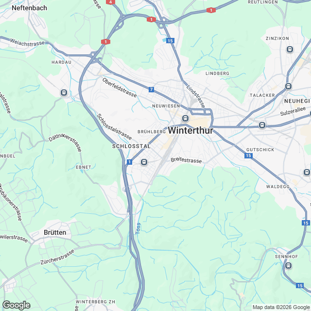 Ankündigung 4.5-Zimmer-Mietwohnung in Winterthur-Töss - Karte