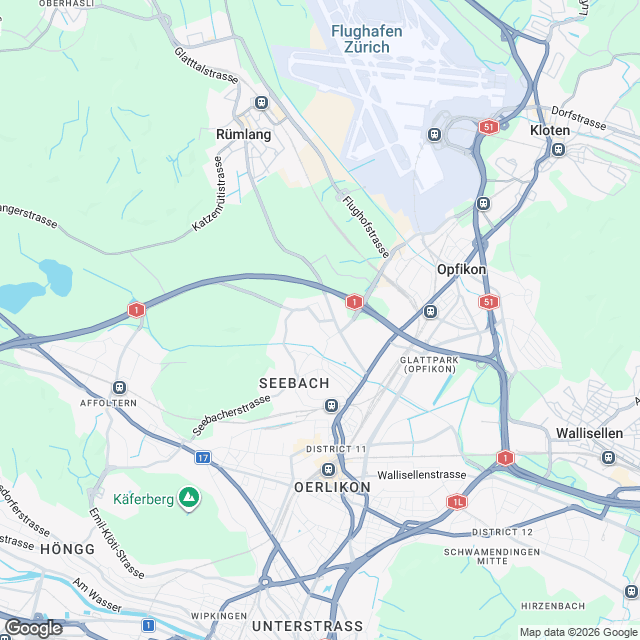 Hochwertige 4.5-Zimmer-Eigentumswohnung in Zürich-Seebach - Karte
