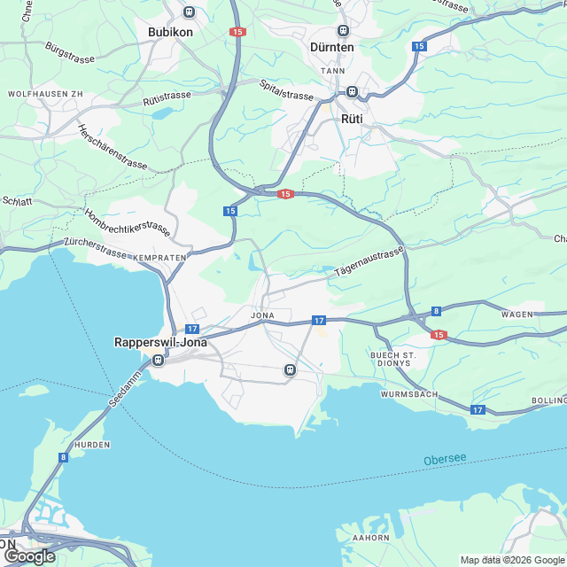 14 exklusive Eigentumswohnungen in Jona - Karte