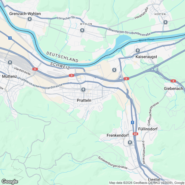 1.5-Zimmer-Mietwohnung an bester Lage in Pratteln - Karte