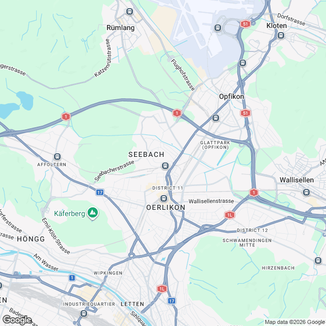 Ankündigung 3.5-Zimmer-Eigentumswohnung in Zürich-Seebach - Karte