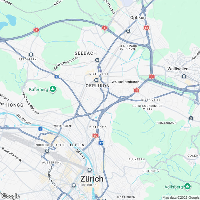 Ankündigung: 3.5-Zimmer-Mietwohnung in Zürich-Oerlikon - Karte