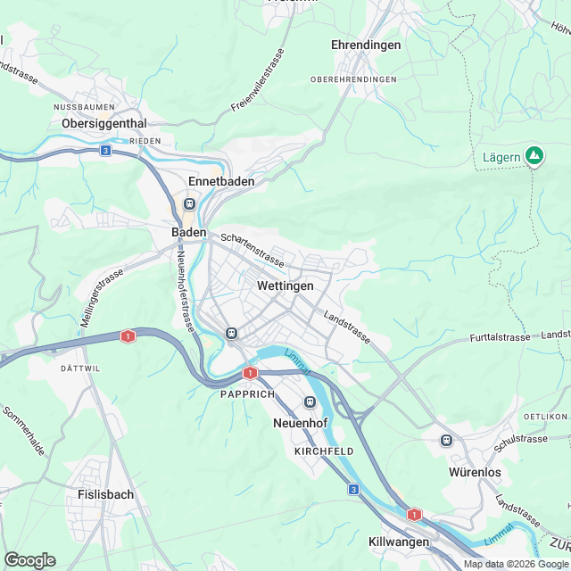 Erstvermietung n. Sanierung in Wettingen AG - Karte
