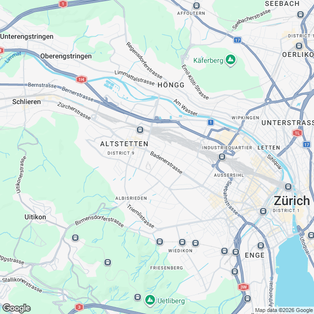 Ankündigung 1.5-Zimmer-Mietwohnung in Zürich-Altstetten - Karte