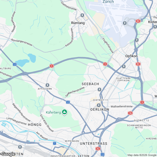 Exklusive 3.5-Zimmer-Eigentumswohnung in Zürich-Seebach - Karte