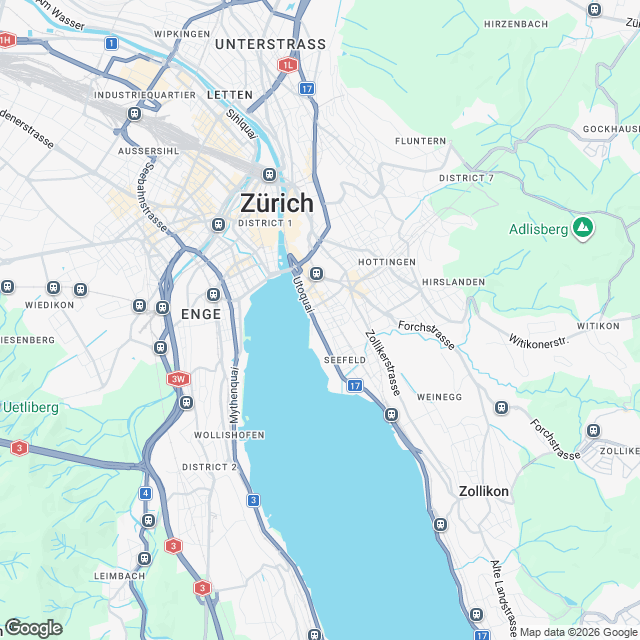Ankündigung 2-Zimmer-Mietwohnung im Zürcher Seefeld - Karte
