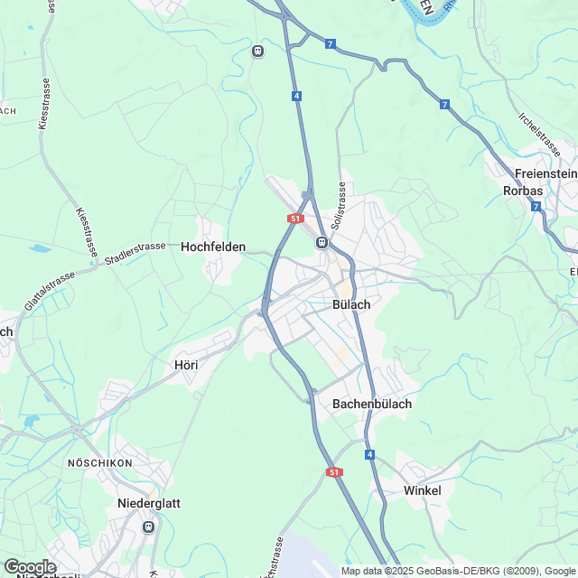 Ankündigung freistehendes EFH und REFH in Bülach - Karte