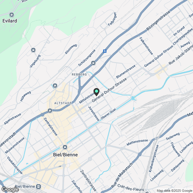?? Moderne 4.5-Zimmerwohnung mit Stil, 2 Balkonen & Cheminée – Zentrum Biel, Dufourstrasse 69 - Karte