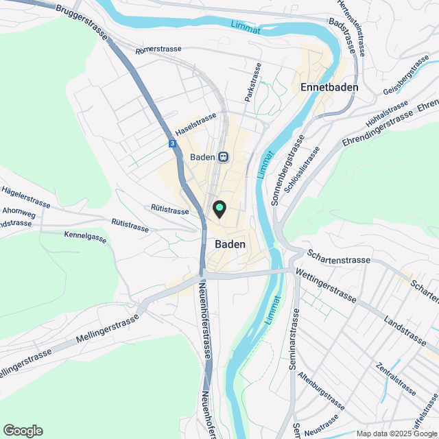 Neu erstellte 3.5-Zimmerwohnung im Zentrum von Baden - Karte