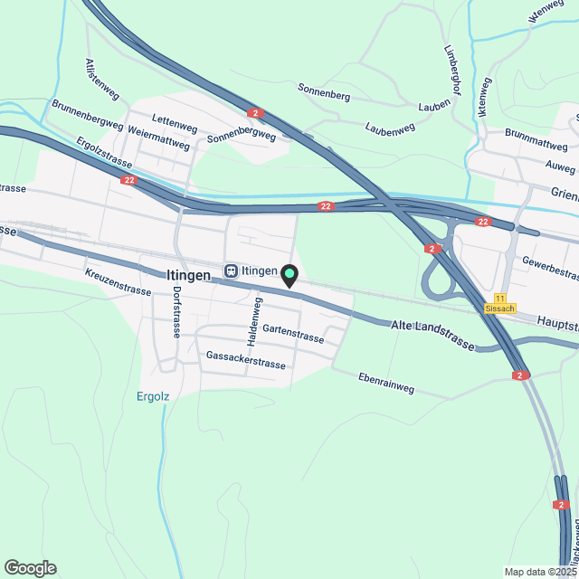 Helle, moderne 3½-Zimmer-Maisonettewohnung mit Wintergarten an idealer Lage in Itingen - Karte