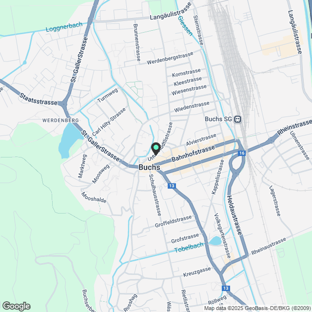 schöne moderne 2.5 Zimmer-Wohnung im Zentrum von Buchs - Karte