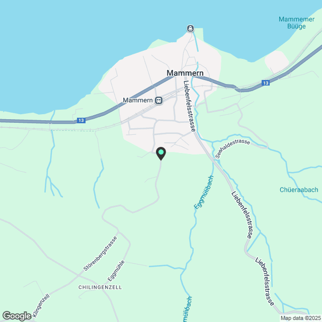 Zu vermieten in Mammern, angrenzend an Landwirtschaftszone, freistehendes 6½ Zi.-EFH mit Lift; An unverbaubarer Hanglage und Sicht auf See ! - Karte