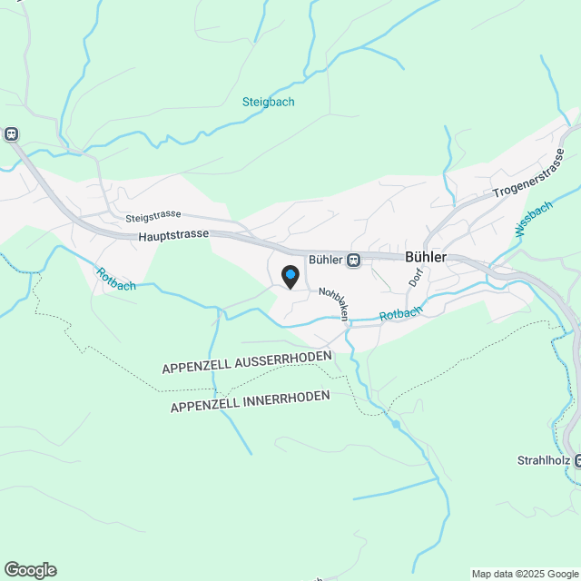 Zu verkaufen an der Bleichelistr. 5 im Bühler, bei Teufen: 3.5 Zimmer Erstbezugswohnung mit grosszügiger Einteilung im 1.OG. - Karte