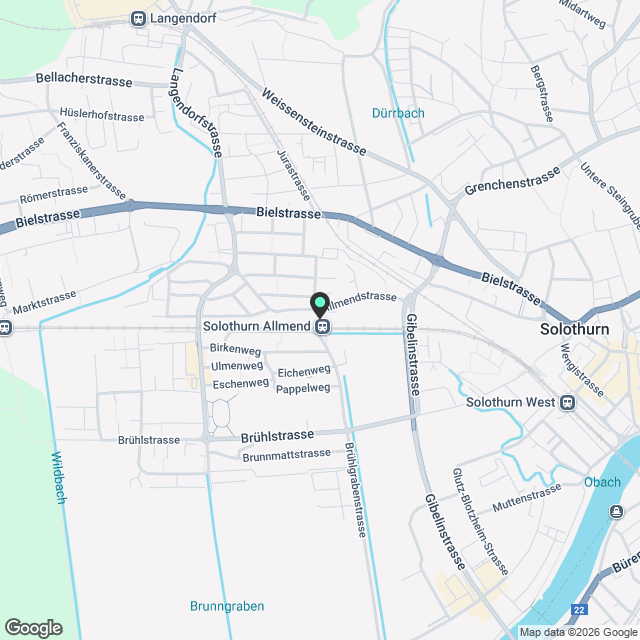 ERSTBEZUG 3.5-Zimmer-Wohnung - totalsaniert - 2 Balkone - ruhige Lage in Solothurn - Karte