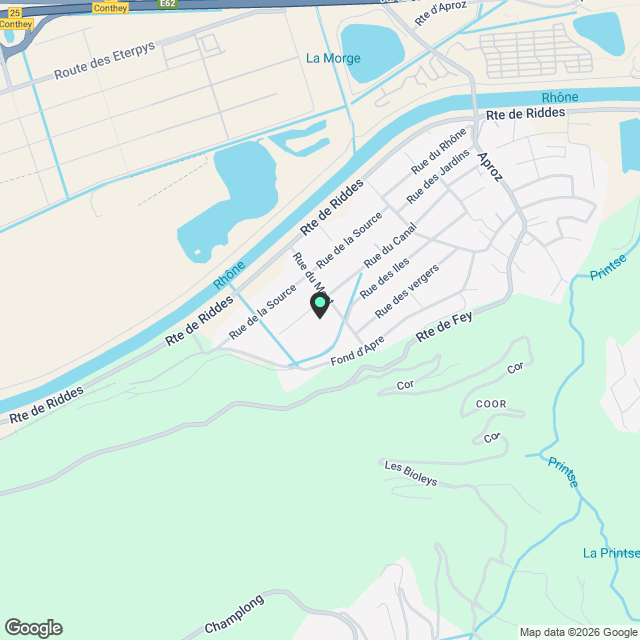 À louer - Appartement neuf Minergie 2.5 pièces avec grand balcon et parking intérieur à Aproz (Résidence The Cube) - Karte