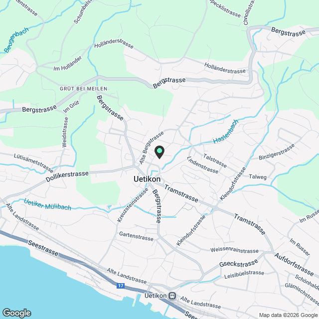 Gartenwohnung mit grosser Terrasse und privatem Garten im Herzen von Uetikon am See - Karte