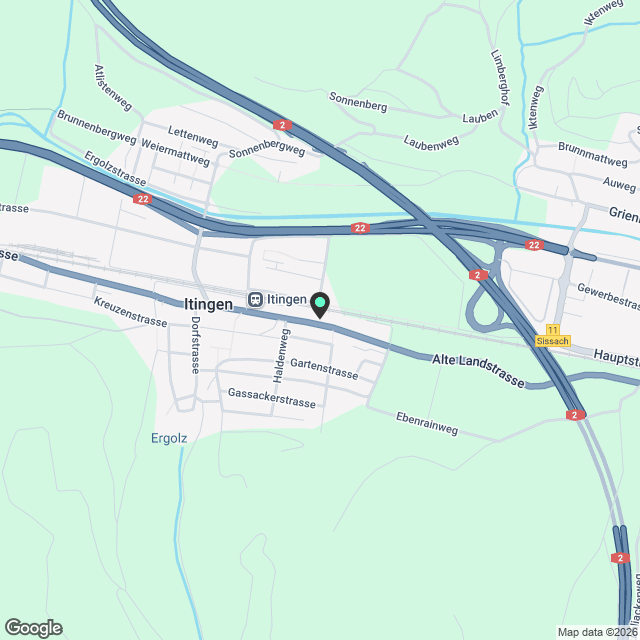 Helle, moderne 3½-Zimmer-Maisonettewohnung mit Wintergarten an idealer Lage in Itingen - Karte
