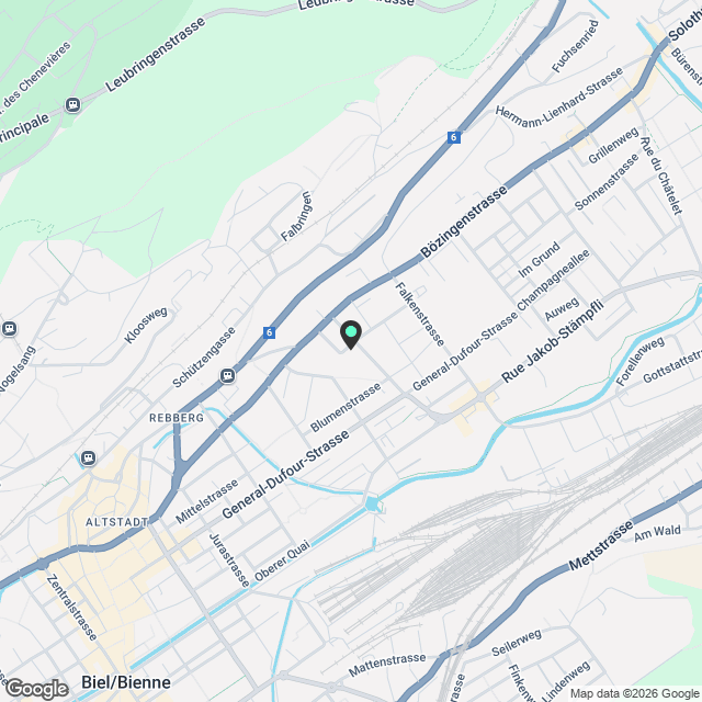 Neu sanierte, rollstuhlgerechte 1.5-Zimmerwohnung mit Terrasse im beliebten Gurzelenquartier Biel - Karte