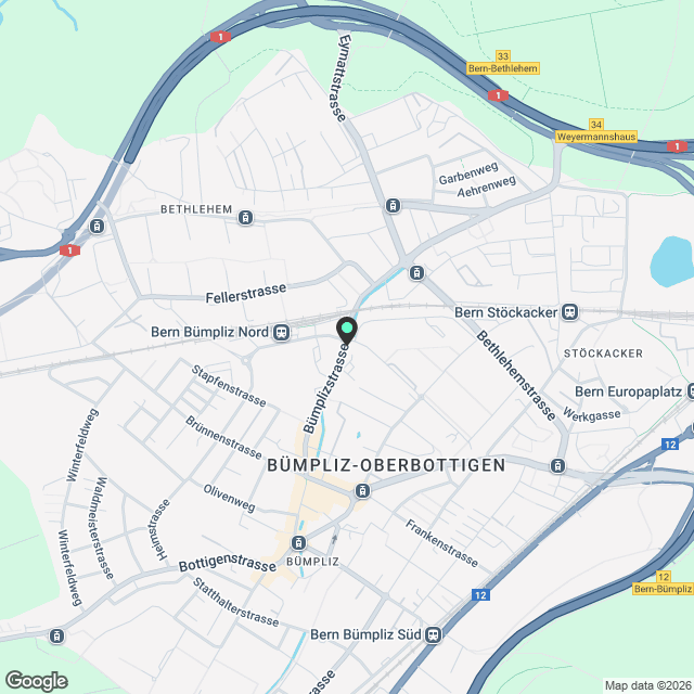 Moderne 1-Zimmer- möblierte- Wohnung in Bern Bümpliz - Karte