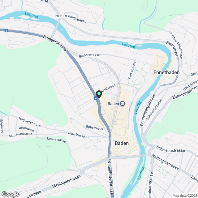 Div. Studios, möbliert, im Zentrum von Baden, Bruggerstr. 44 - Karte