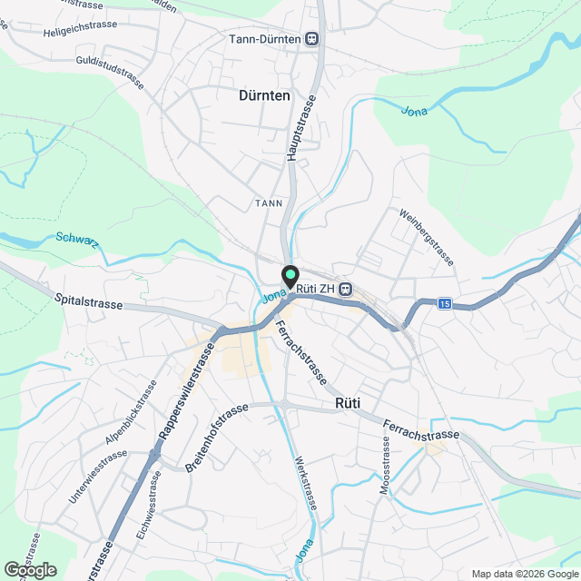Moderne 3.5-Zimmer-Wohnung an zentraler Lage in Rüti - Karte