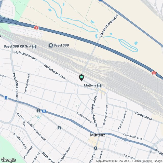 Möbliertes Zimmer (WG) mit en-suite Bad  Direkt am Bahnhof Muttenz - Karte