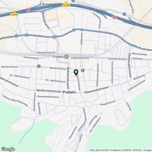 Top gelegene 3.5-Zimmer-Neubau-Wohnung in Pratteln mit Wintergarten - Karte