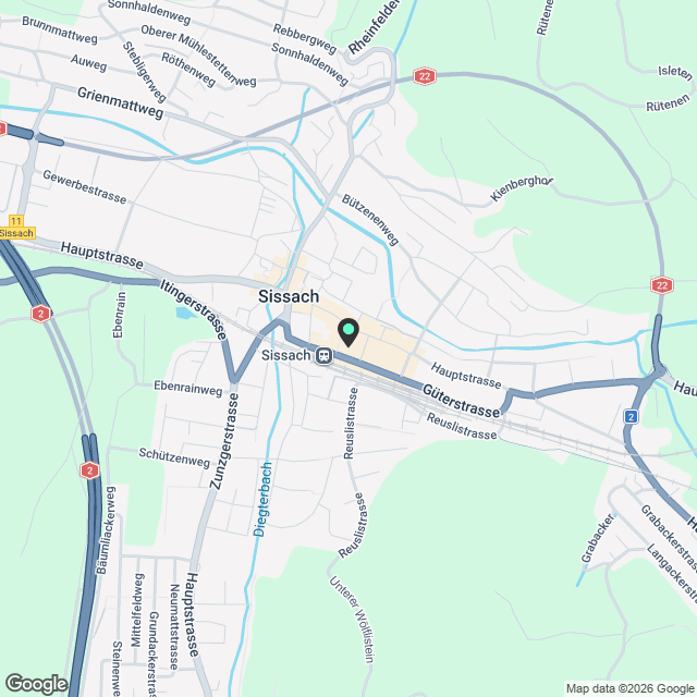 Erstvermietung - Attraktive 3 1/2-Zimmer-Gartenwohnung mit Loggia und Gartensitzplatz im Zentrum von Sissach - Karte