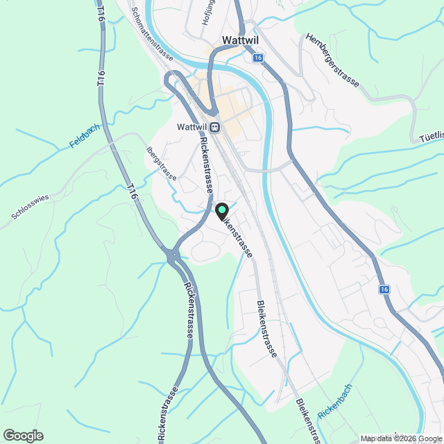 Erstbezug - neue 3.5 Zimmerwohnung im Zentrum von Wattwil zu vermieten - Karte