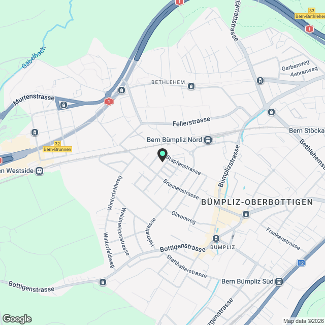 An der Brünnenstrasse 65 in Bern vermieten wir eine attraktive 3.5-Zimmer-Wohnung im 2. OG mit sonnigem Balkon nach Gesamtsanierung der Liegenschaft - Karte