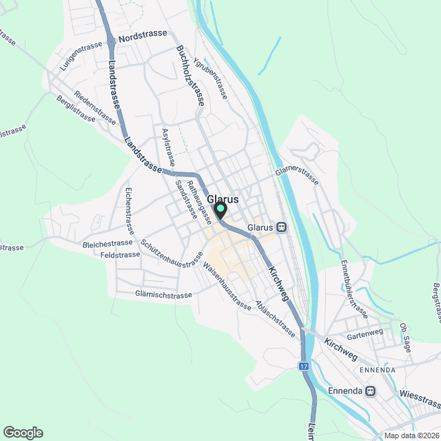 Erstvermietung "Haus Fridolin": 12 moderne Mietwohnungen im Herzen von Glarus - Karte