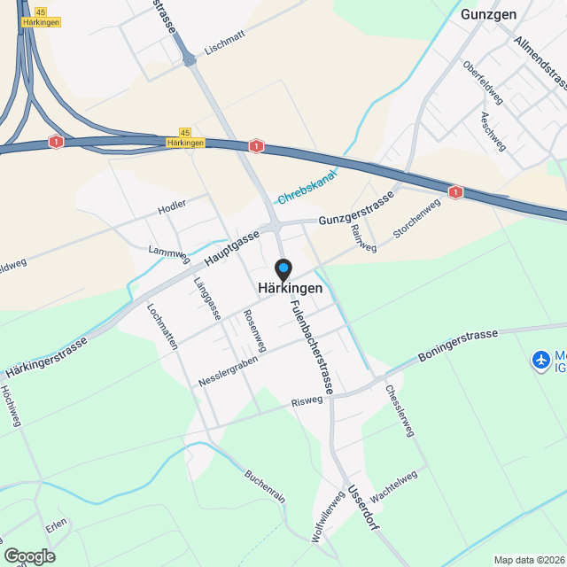 Vier Moderne 5.5-Zimmer-Reihenhäuser in Härkingen zu verkaufen - Karte