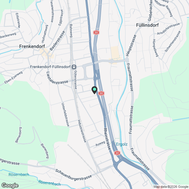 Moderne 3.5-Zimmer-Wohnung mit Balkon und Garage in Frenkendorf - Karte