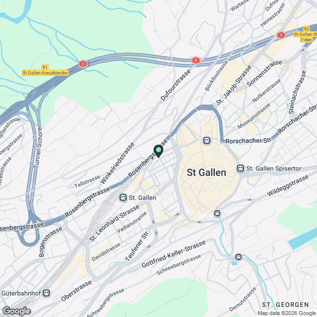 Moderne 2.5-Zimmer-Wohnung in zentraler Lage St. Gallen - Karte