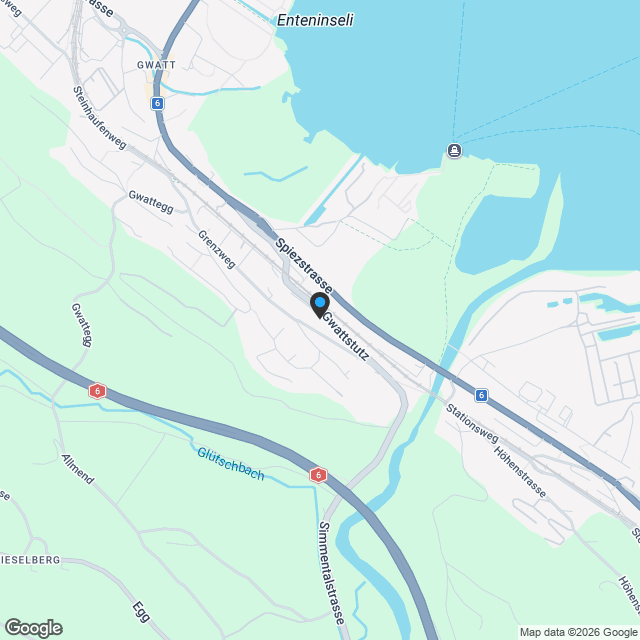 Neubau von 3 Eigentumswohnungen am Gwattstutz 32a in Gwatt bei Thun - Karte