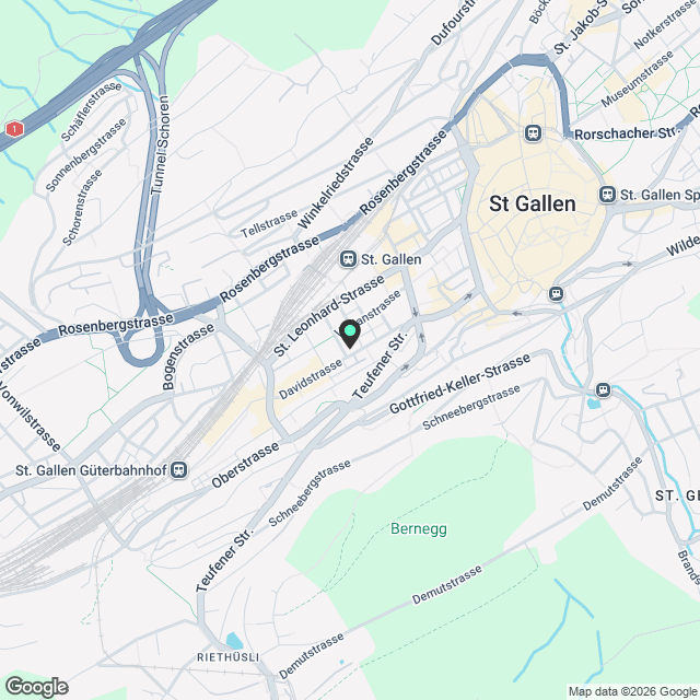 Moderne möblierte 1.5-Zimmer-Wohnung in zentraler Lage St. Gallen - Karte