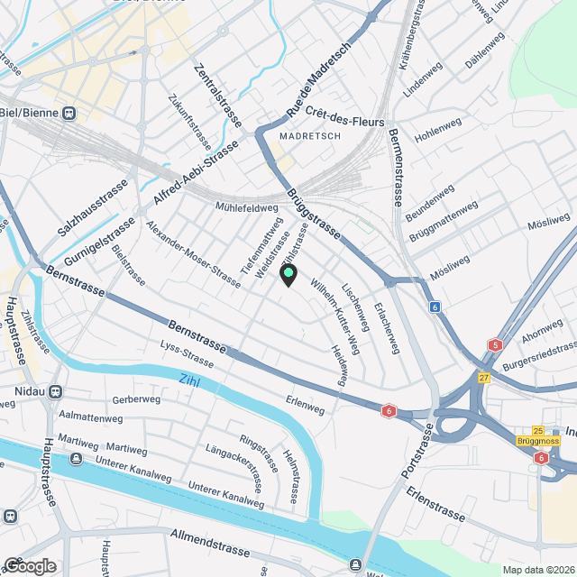 Charmant 1.5 pièces mansardé avec cachet à louer à Bienne - Karte