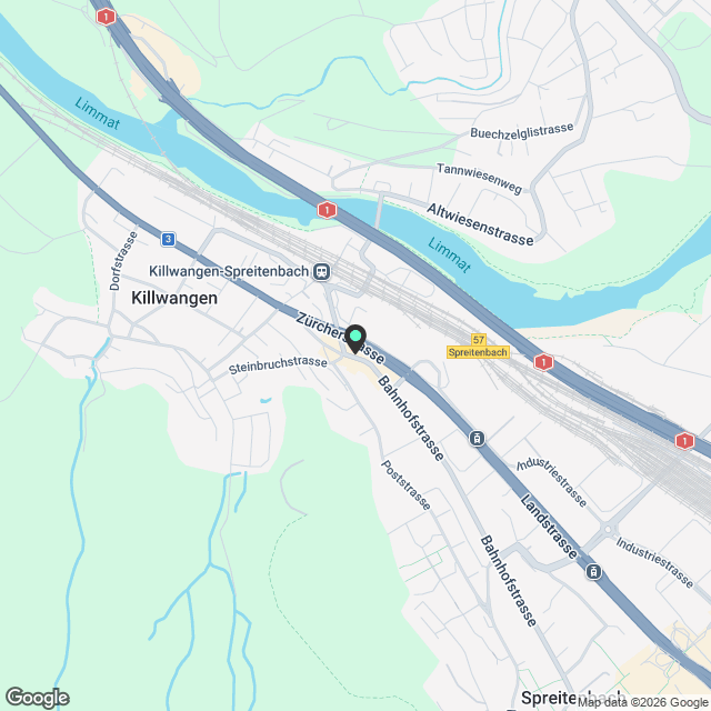 1.5-Zimmer, möbliert, Balkon - direkt am Bahnhof Killwangen - Karte