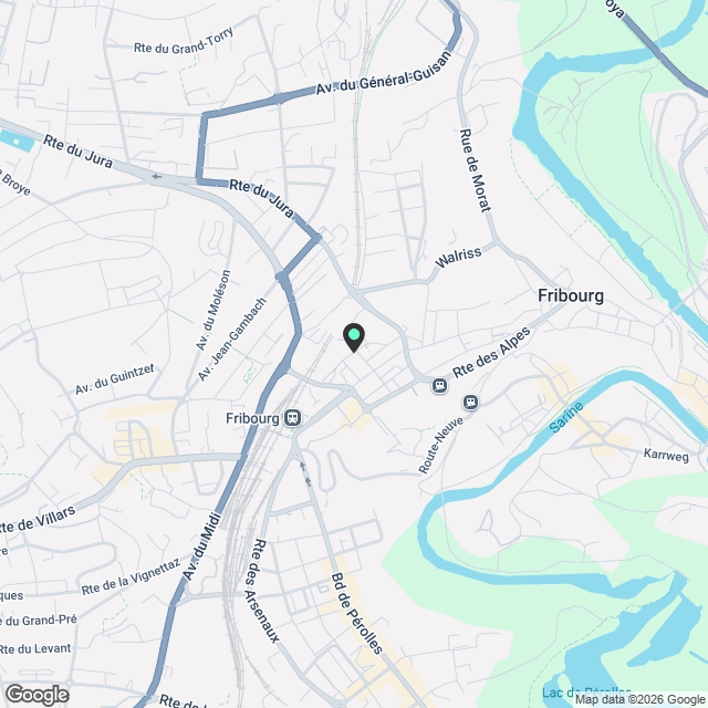 Centre Fribourg, rue piétonne, joli 2,5 p. à 1 min. à pied de la gare - Karte