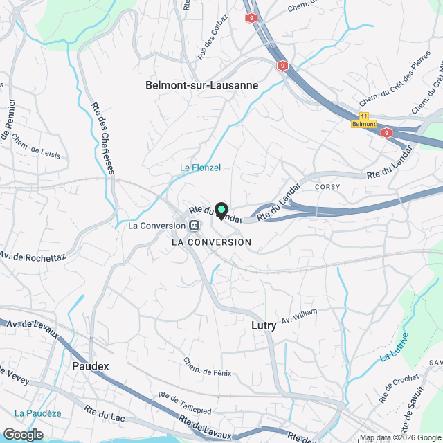 Lutry: Villa terrasse en attique 200 m2, 5/6.5 p, gde terrasse vue lac 160 m2. Migros & gare à 2 pas - Karte