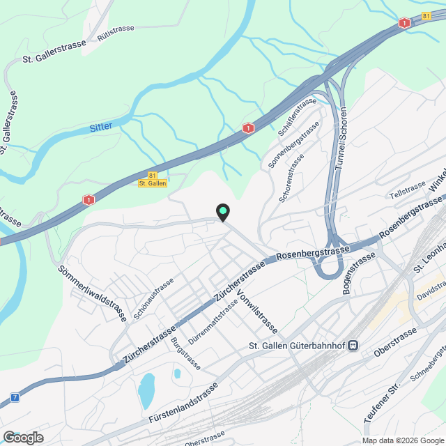 Moderne, ruhige 2-Zimmer-Wohnung in St. Gallen - Karte