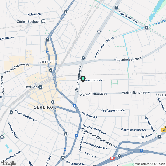 Modernes 1½-Zimmer-Studio im Herzen von Zürich Oerlikon - 3 Min zu Fuss vom Bahnhof - Karte