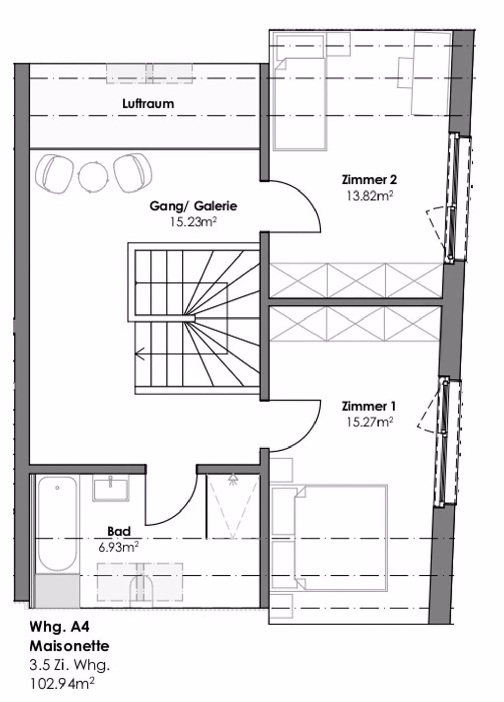Maisonettewohnung in Möhlin - Grundriss A4 - 2. OG