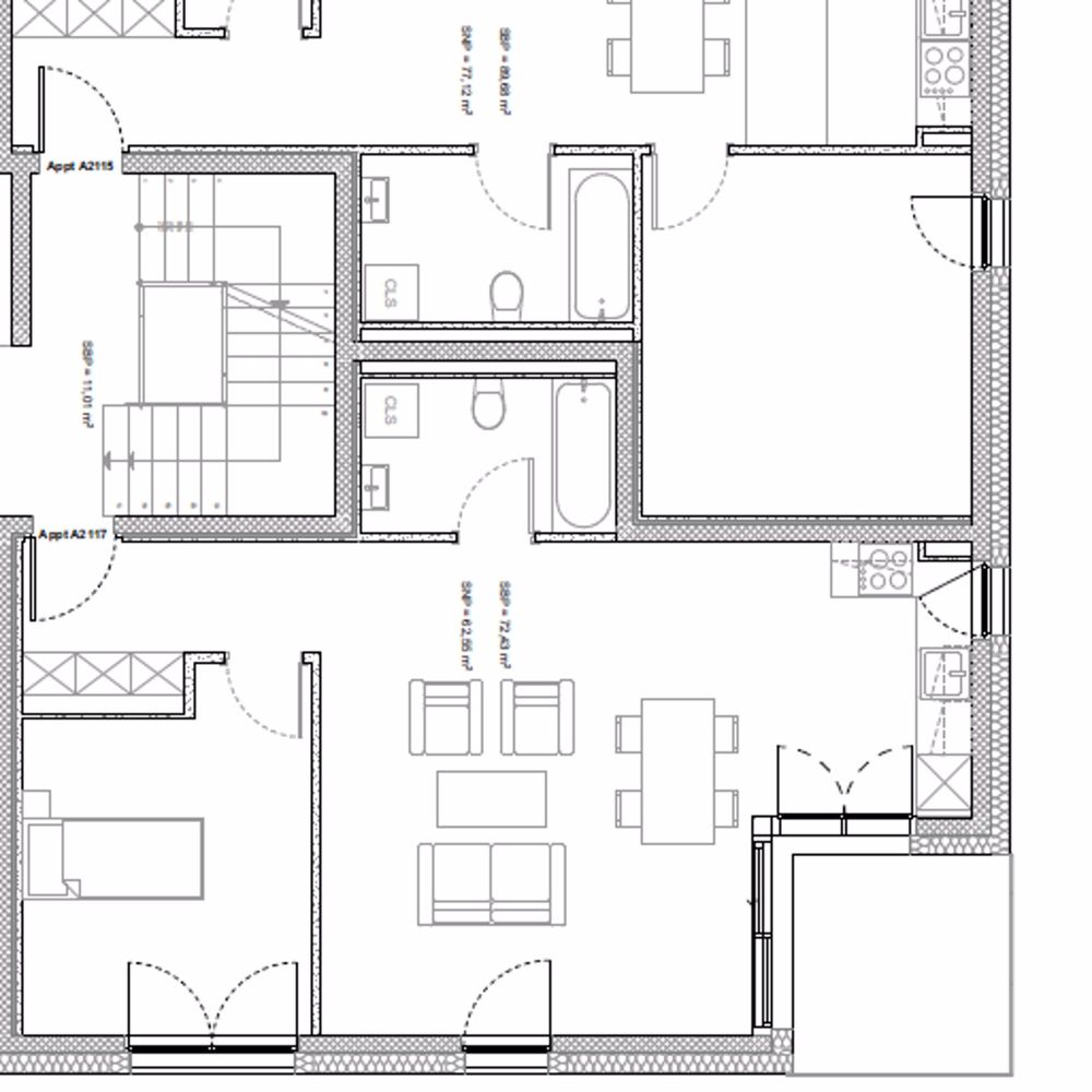 Neue 2½-Zimmer-Wohnungen von etwa 62 m² mit: - Eingang mit Einbauschränken - Gut ausgestattete offene Küche - Helles Wohnzimmer mit Zugang zum Balkon - Schlafzimmer - Badezimmer/WC mit Waschmaschine - Balkon - Bild 2