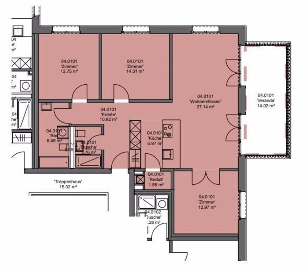 Attraktive 4.5 Zimmer-Wohnung mit grosszügigem Balkon zu vermieten! - Grundriss