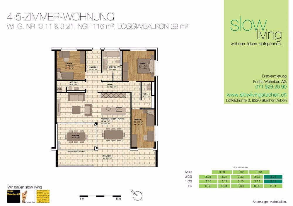 4.5-Zimmer voller Charme, Sonnenschein und Freiraum - Grundriss