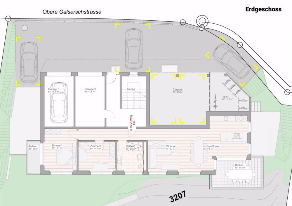 3½ Zi-Neubauwohnung im Erdgeschoss mit herrlicher Aussicht - Grundriss